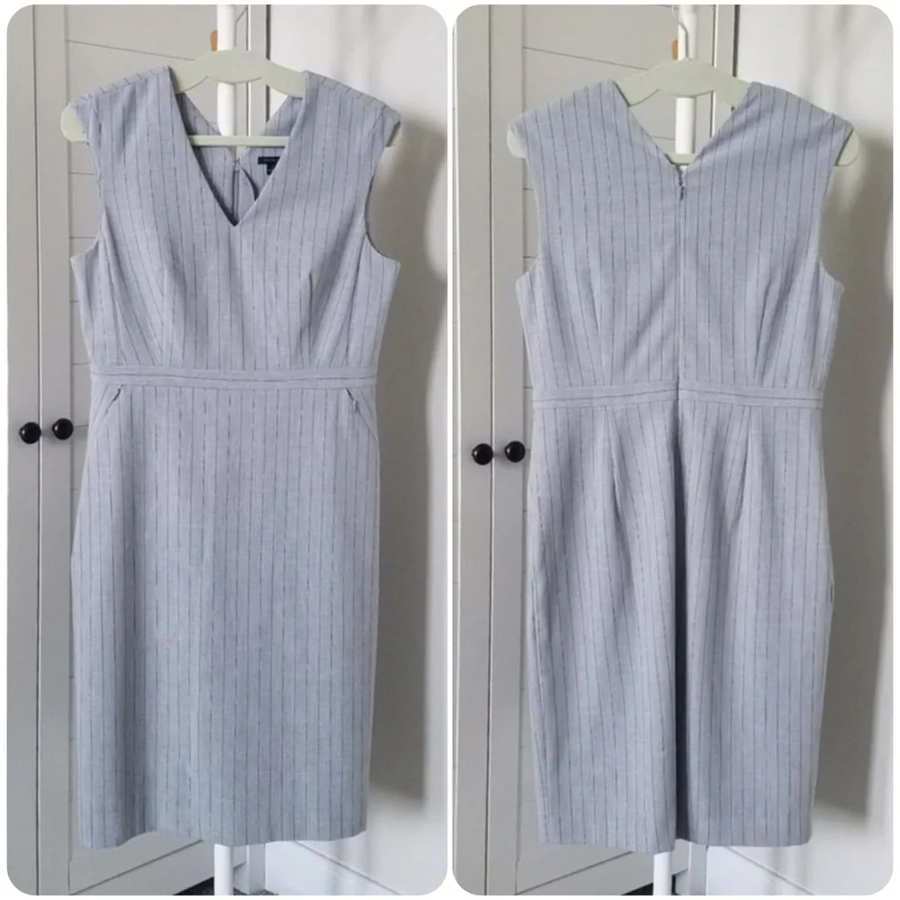 Ann Taylor Gray Pinstripe Midi Dress - Picture 1 of 2